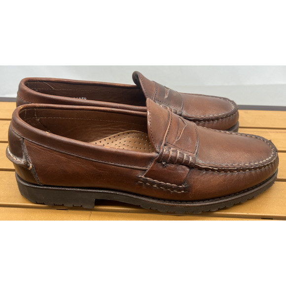 New! Allen Edmonds Rockland Brown Leather Penny Loafers Lug Sole Mens 8 D main image 12